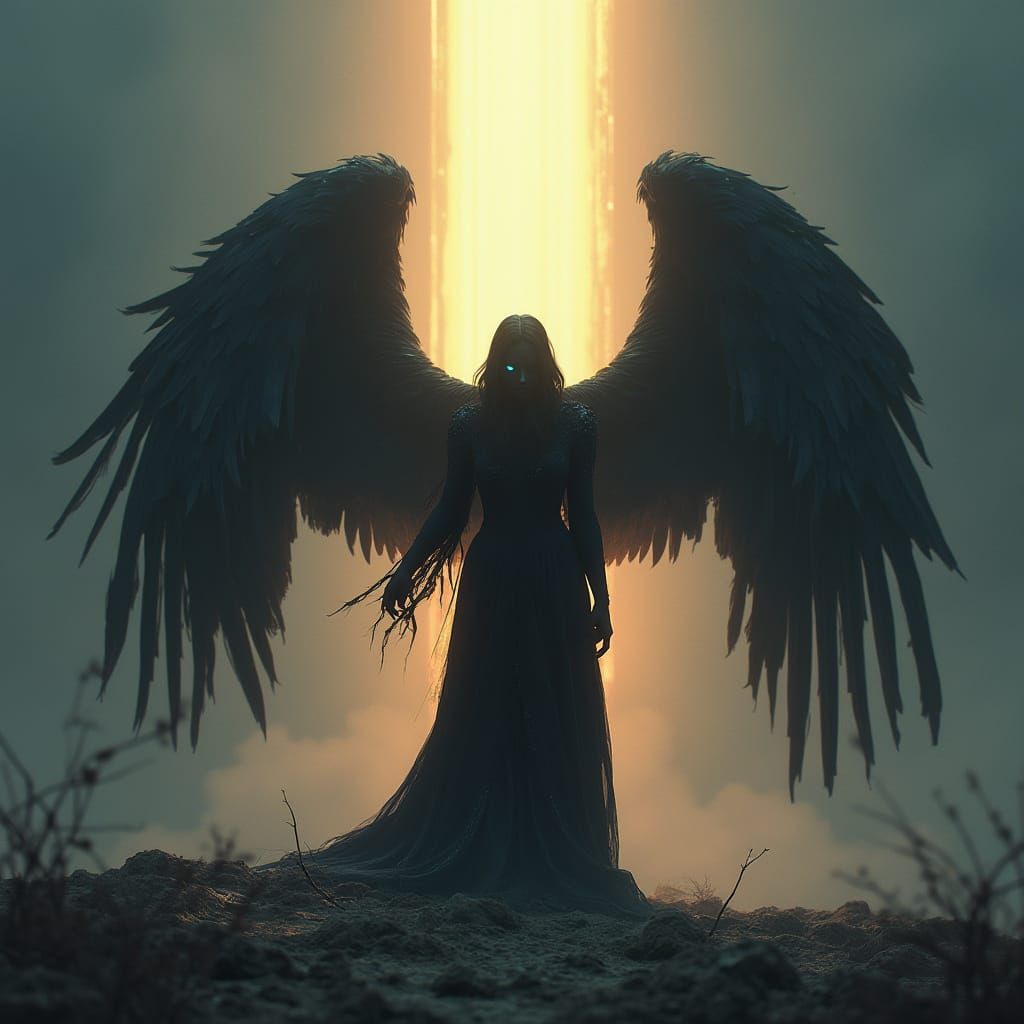 Dark Angel Seeks Radiant Light in the Abyss