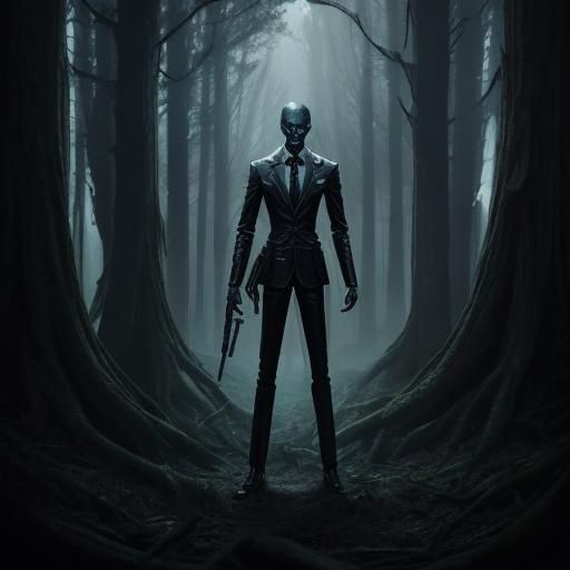 Slender Man Action Figure in Forest Display