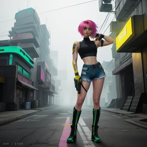 Beautiful and cool Cyberpunk woman.