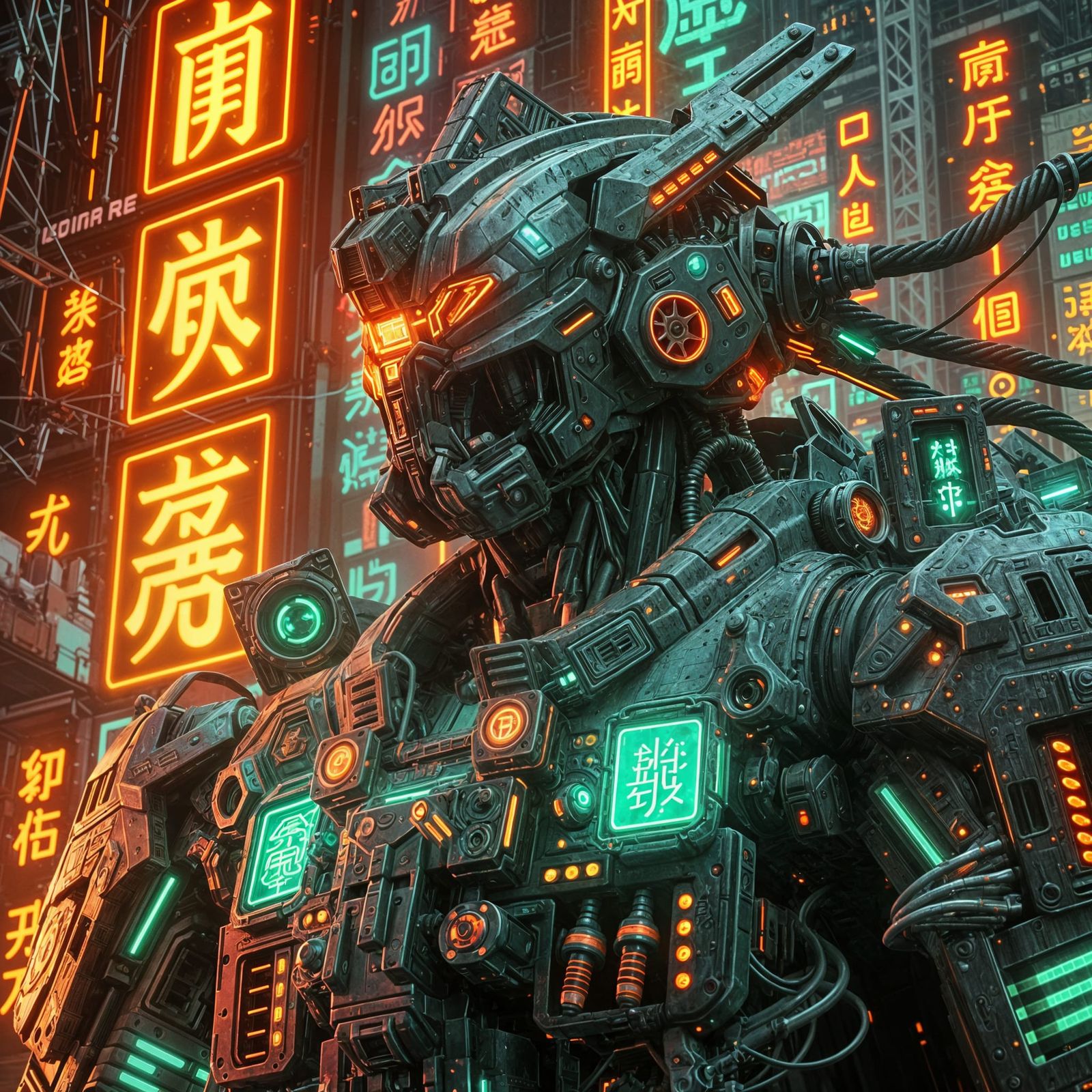 Colossal Mech Portrait in Apocalyptic Sci-Fi Cityscape