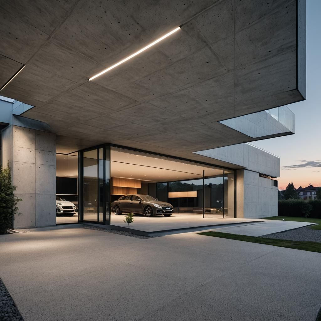 Sleek Minimalist Villa in Prague at Twilight