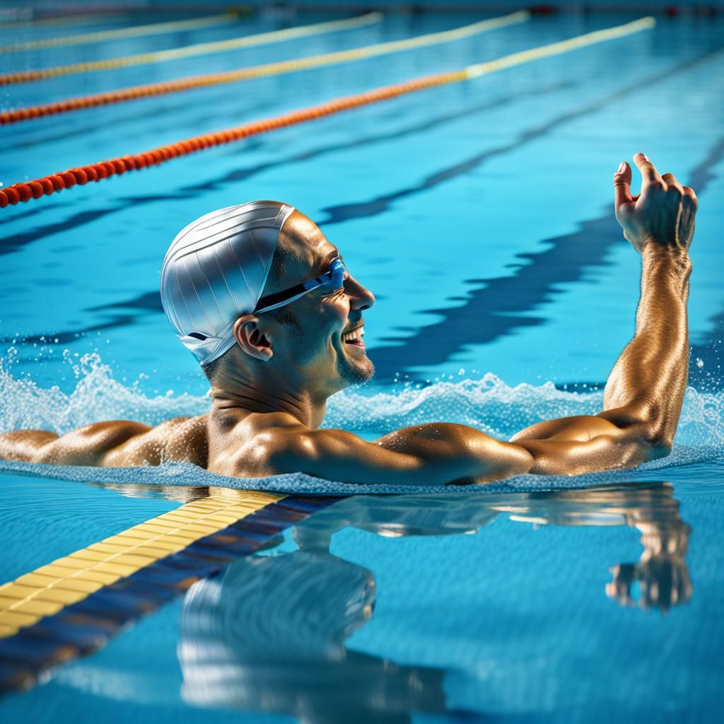 Amputee Swimmer Wins Silver Medal: Surreal Digital Art