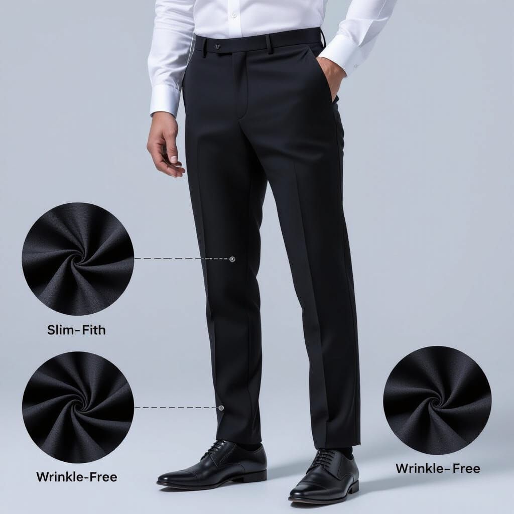 Ebony Black Flexiwaist Formal Pants – Premium Comfort with T...