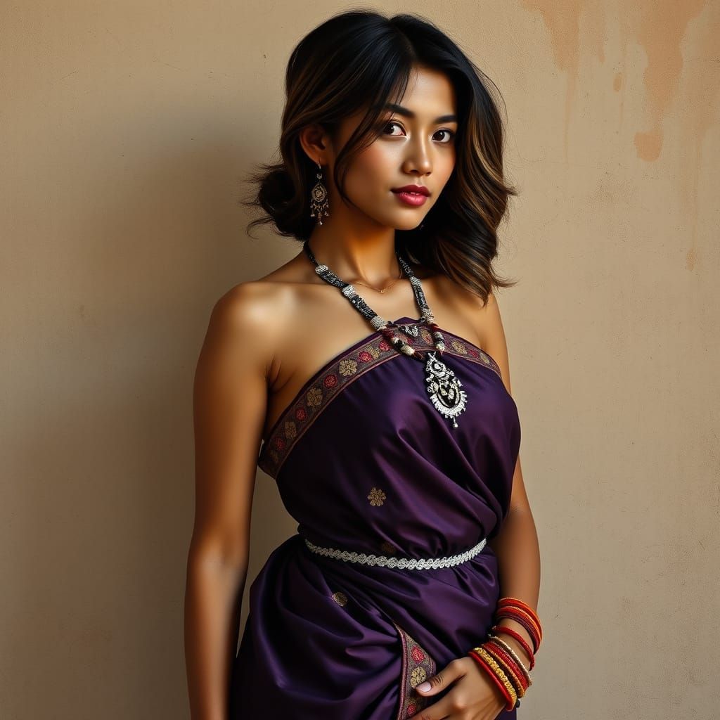 Bhutanese Woman in Traditional Dress: Photorealistic Portrai...