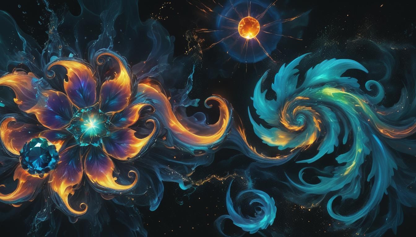 Fire Elemental Gemstone in Surreal Astral Explosion