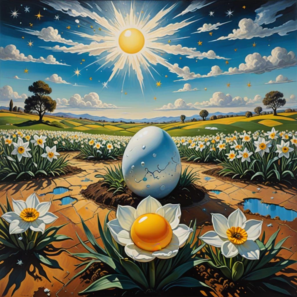 Surreal Easter Masterpiece in Oil Painting Style