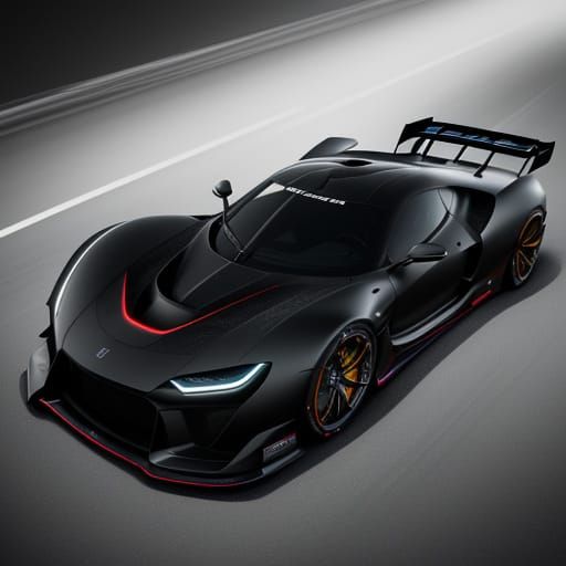 Futuristic Track Car Concept Art in Neon-Lit Style