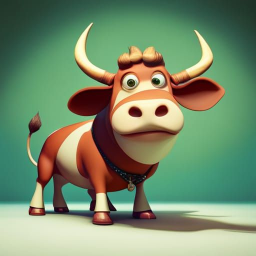 Cartoon Cash Cow in 3D Digital Art Style