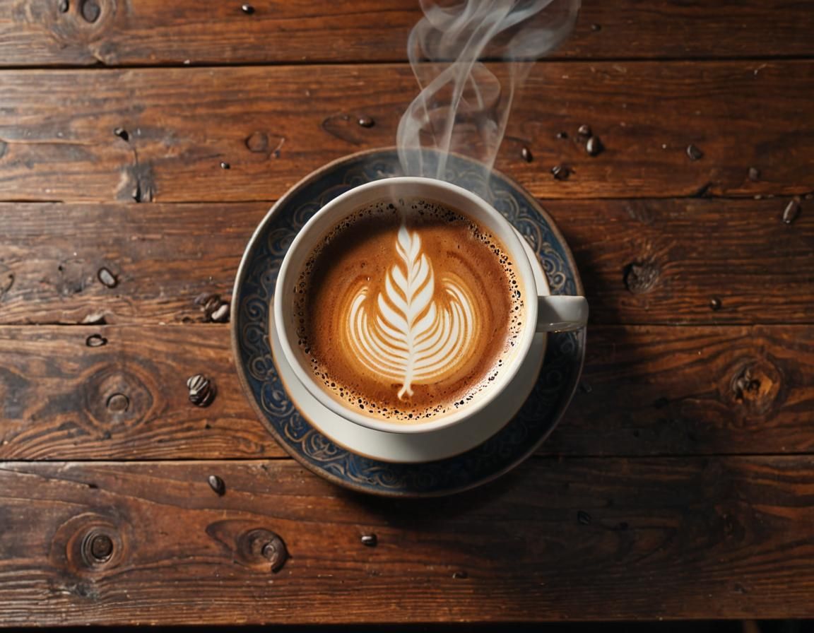 Overhead Coffee Cup Still Life in 3D Anime Style