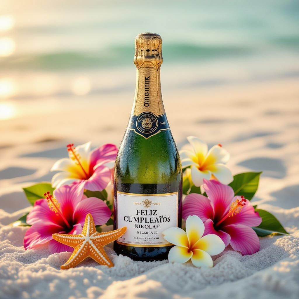 Champagne on Beach at Golden Hour