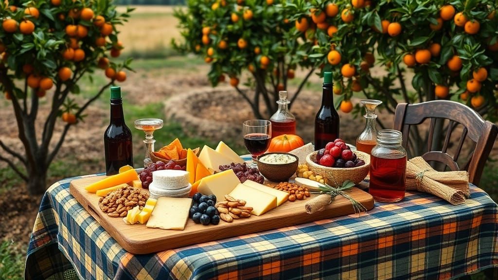 Victorian Cheese Platter in Cozy Countryside Scene