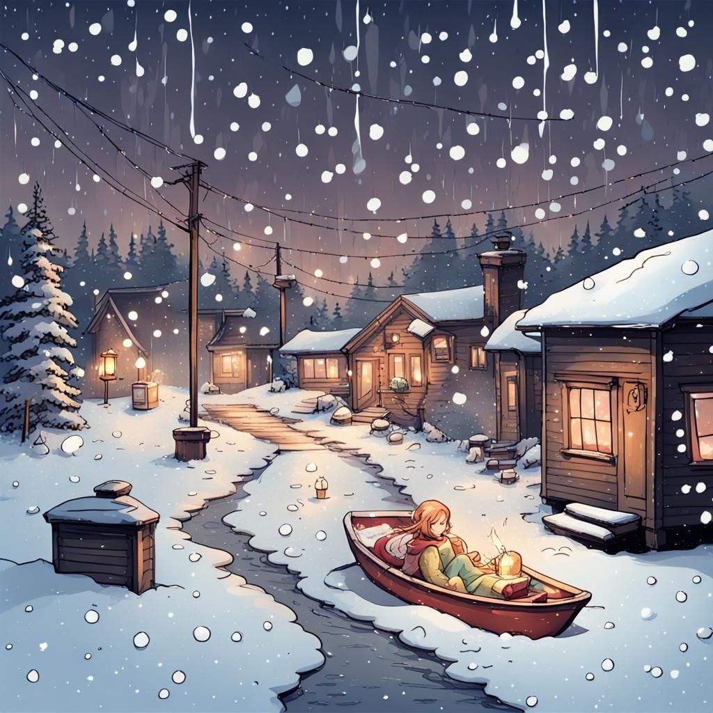 Winter Collage in Graffiti Splash Art Style