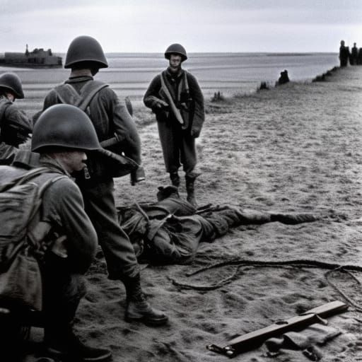 American Captain in World War 2 Battlefield