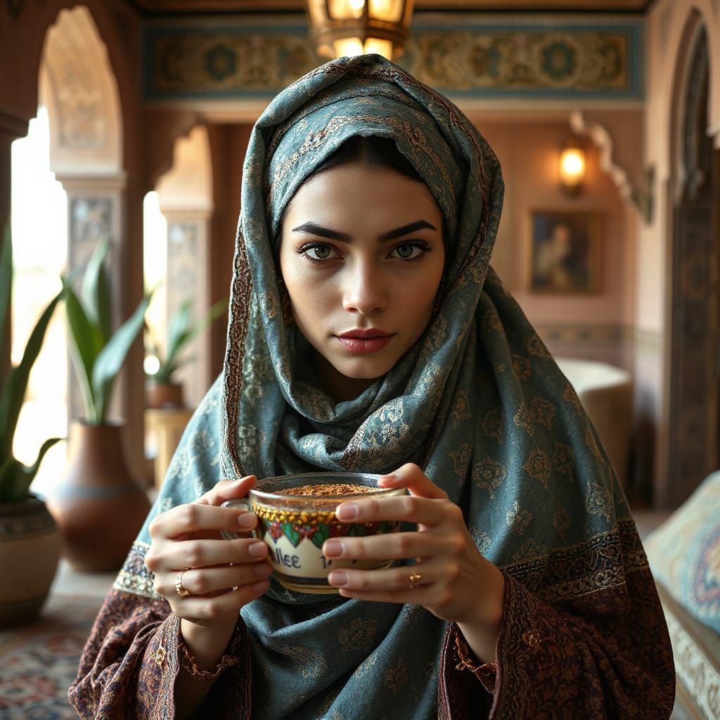 Berber Queen in Opulent Art Nouveau Portrait