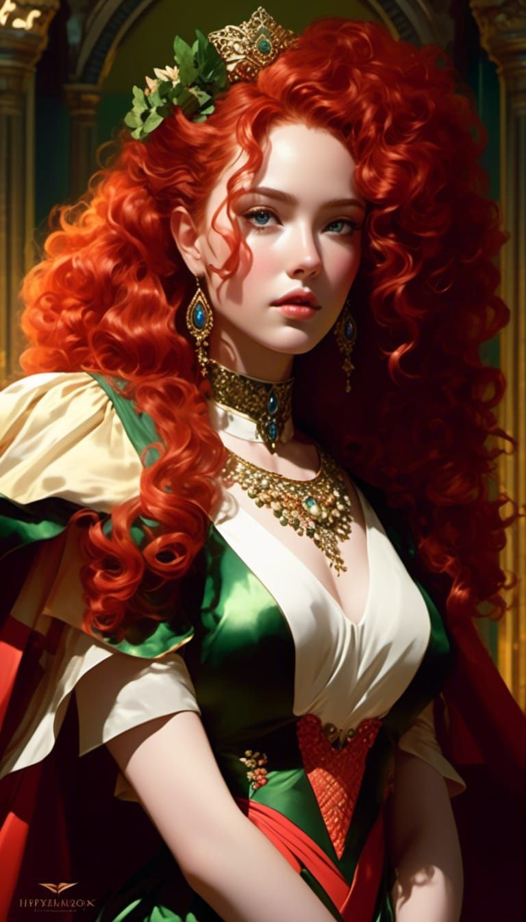 Red-Headed Goddess Portrait in Hyperrealistic Style