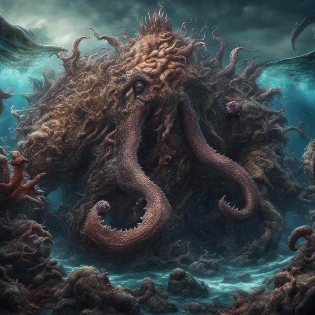 Giant Sea Mollusk Monster in Detailed Digital Painting