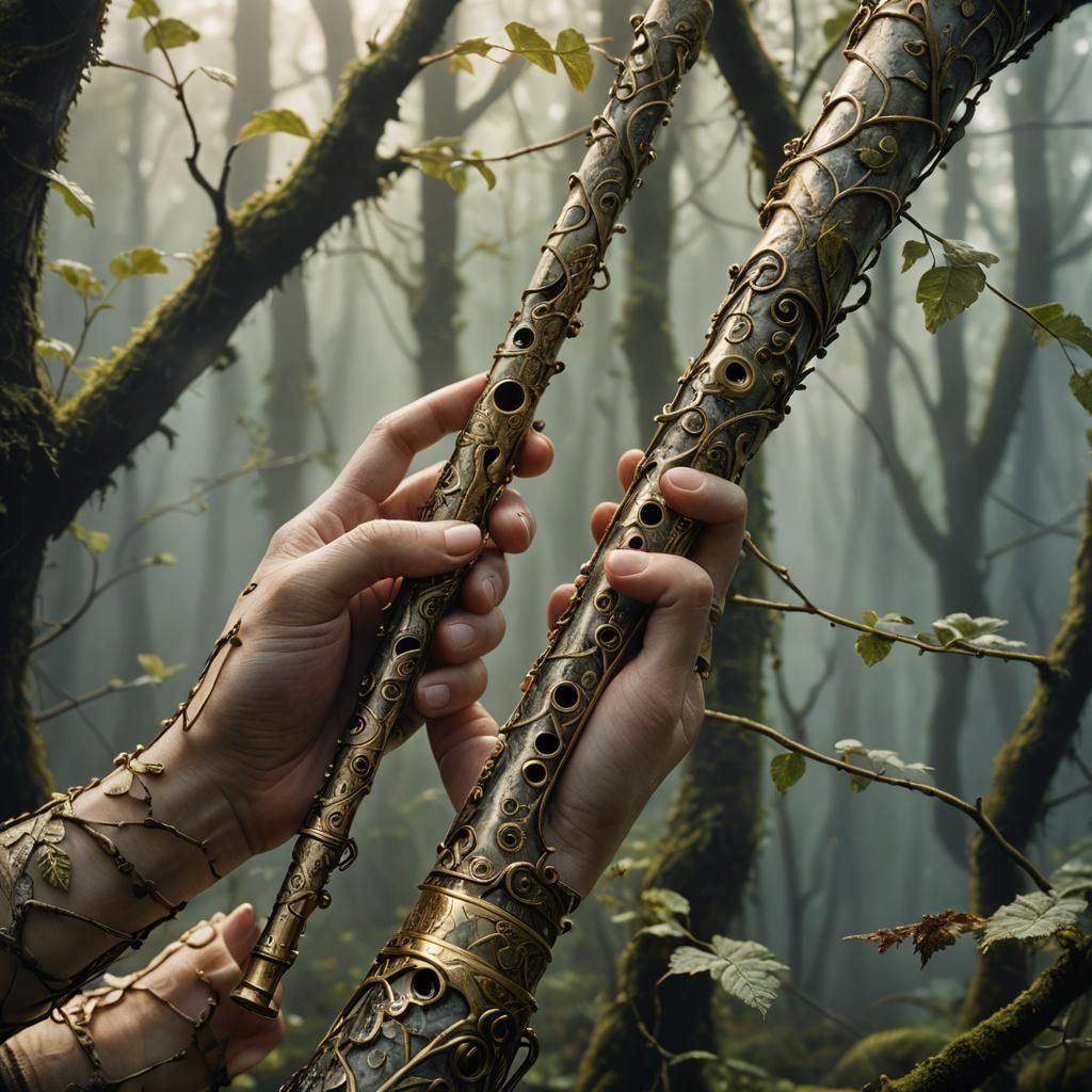 Ethereal Birch Flute in Misty Forest