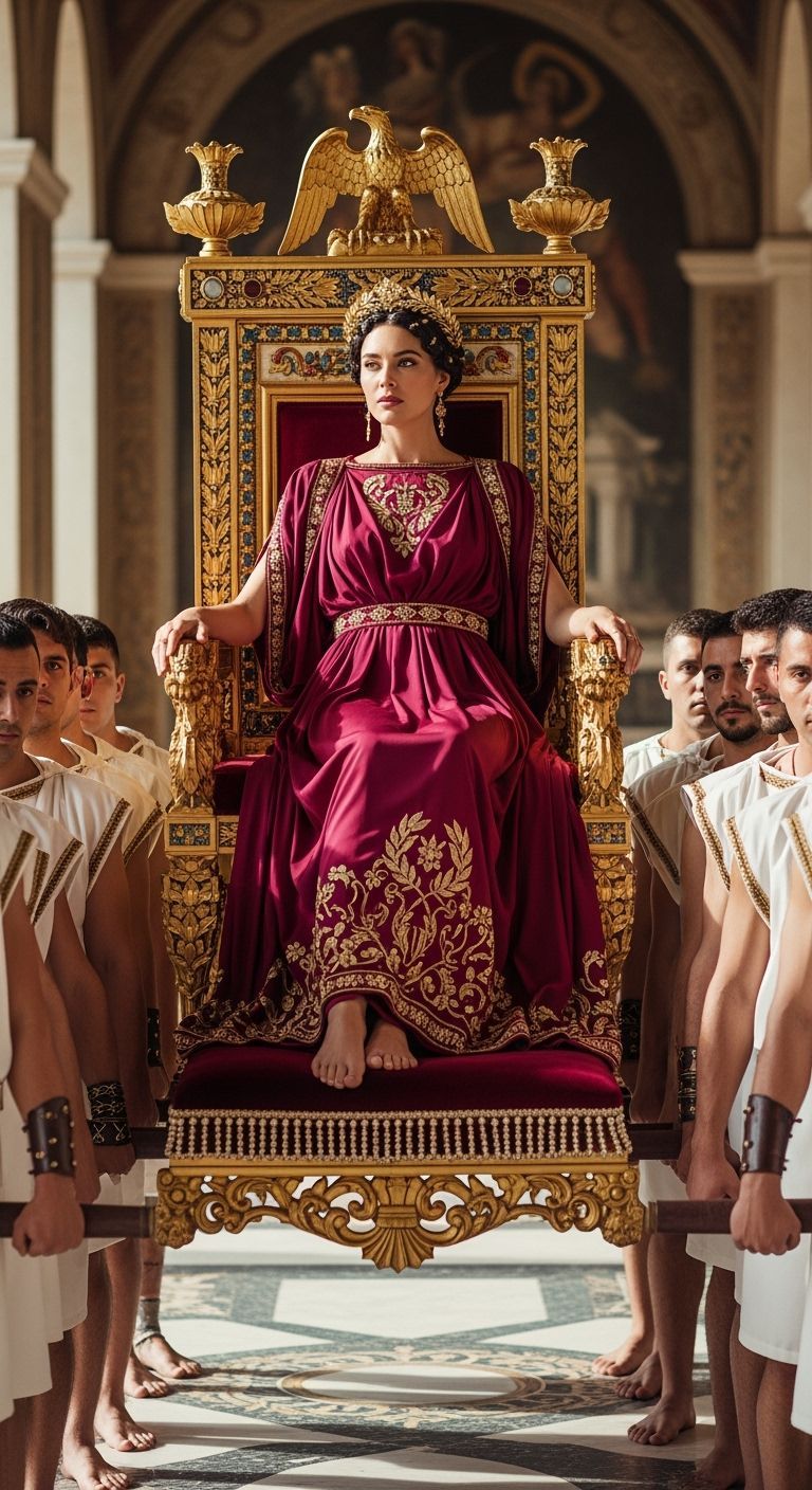 Roman Empress on Gold Throne in Baroque Style
