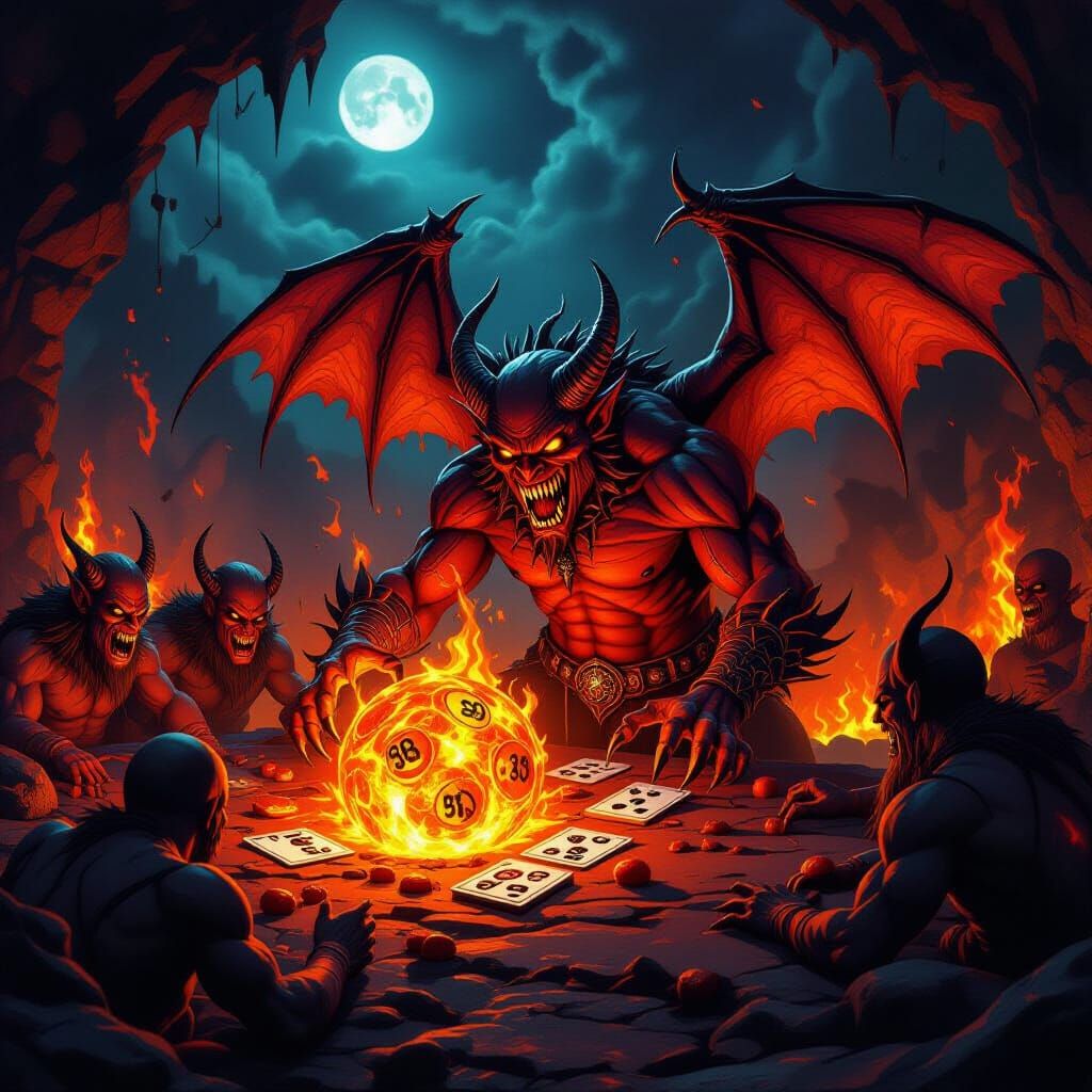 Hellish Bingo Game with Fiendish Creatures