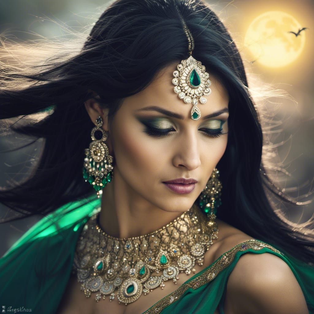 Beautiful Indian Woman in Sari, Soft Focus Portrait