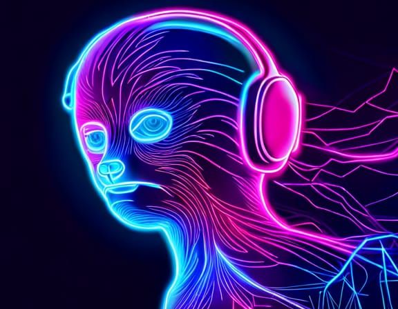 Sloth person wearing headphones