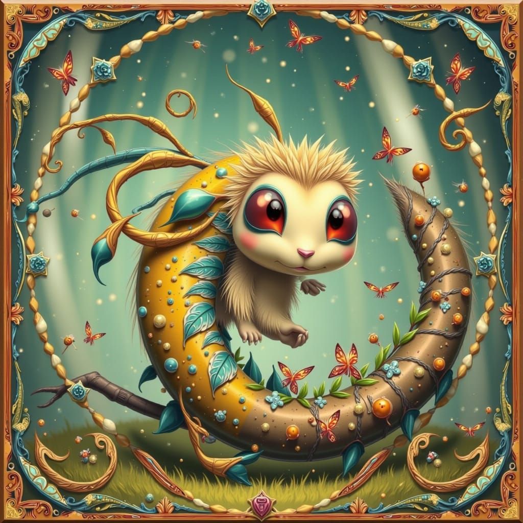 Whimsical Rabbit-Squirrel Creature in Fantasy Forest