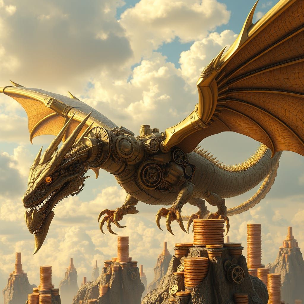 Mechanical Dragon Soars Through Floating Islands