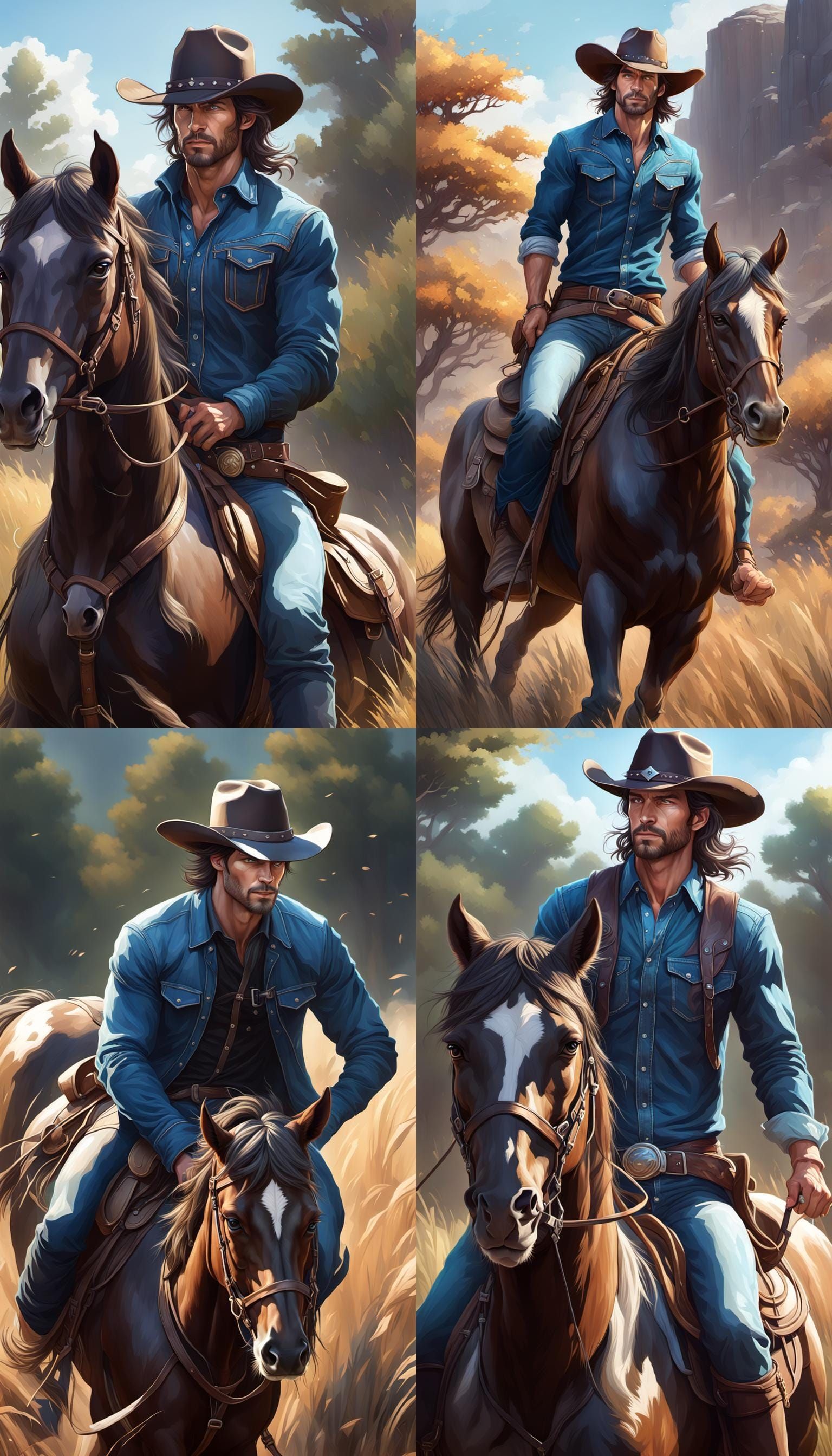 Cowboy Portrait: Hyperdetailed Art by Rutkowski, Artgerm, Mu...