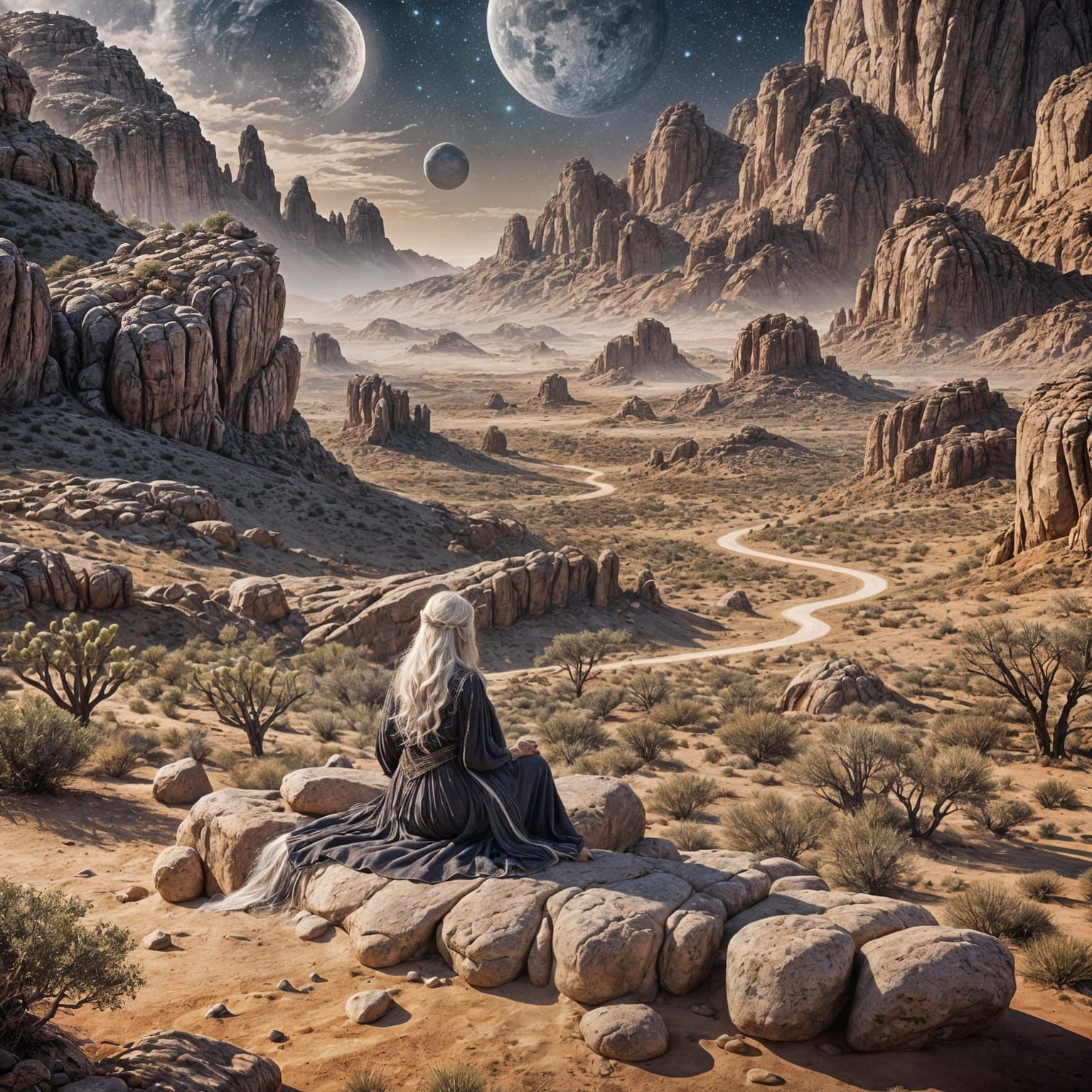 Desert Moon Gaze: Fantasy Concept Art