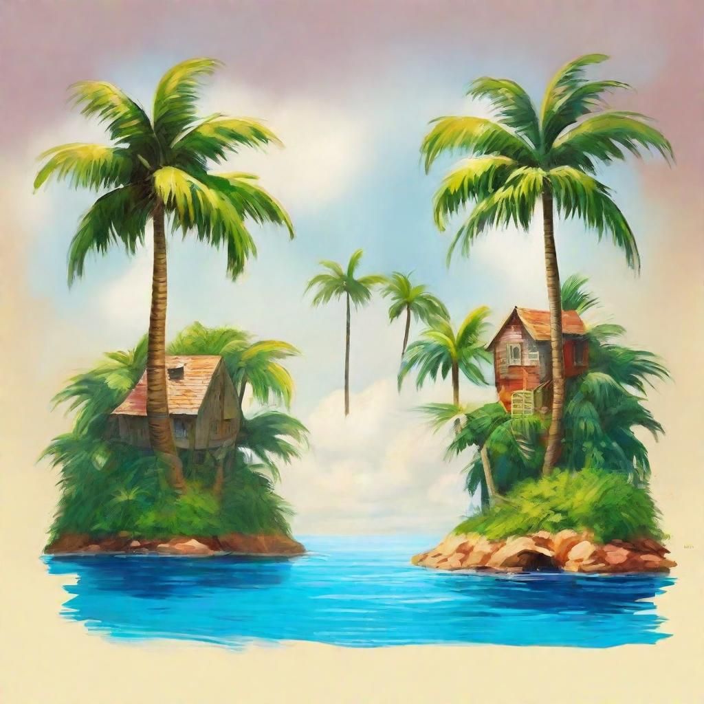 Tropical Island Paradise in Cel Painting Style