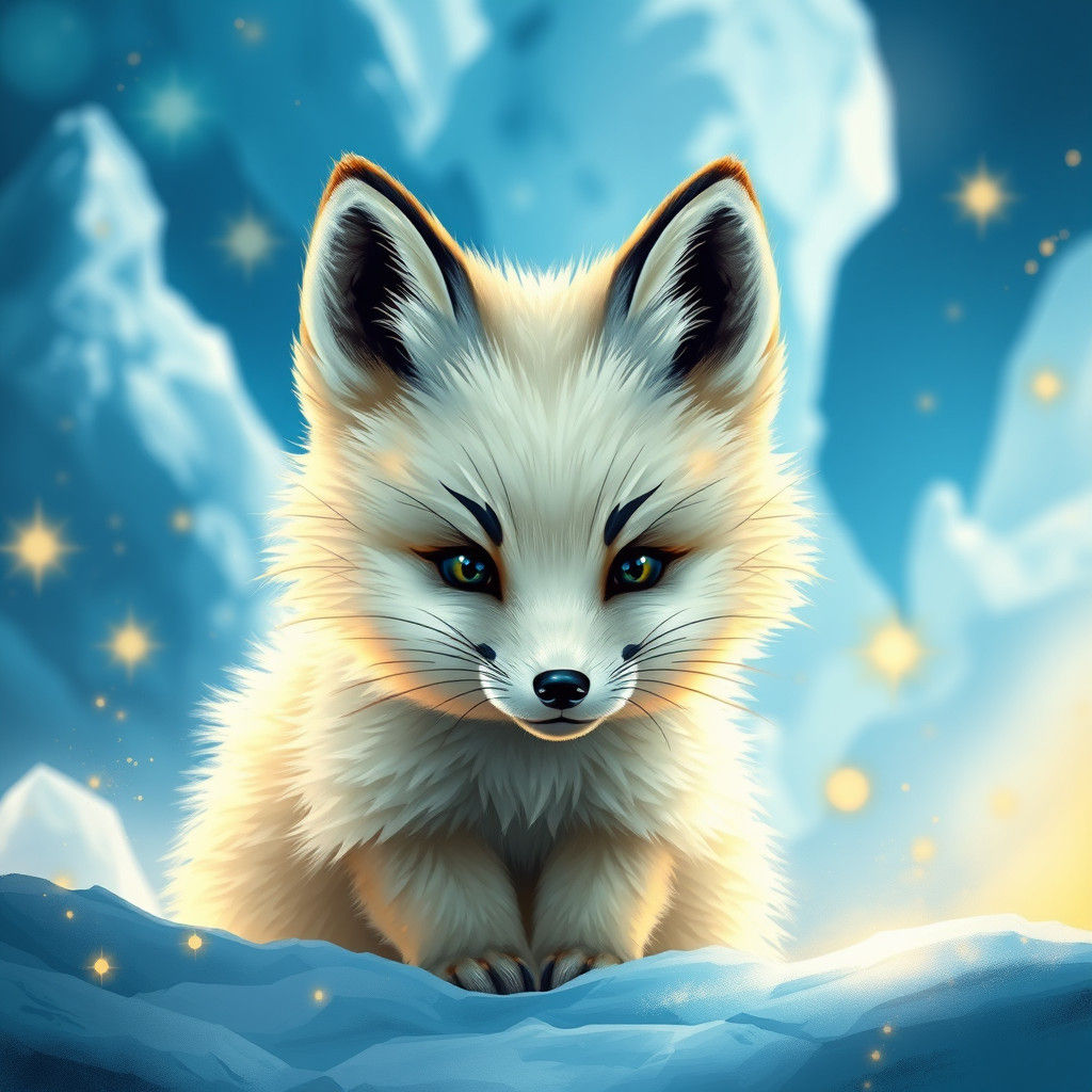 Arctic Fox Cub in Dreamlike Painterly Style