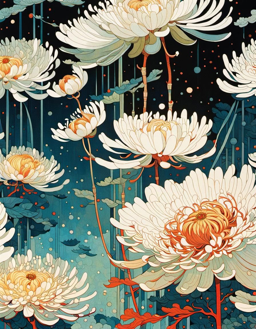 Detailed Chinese Aster Flower Illustration