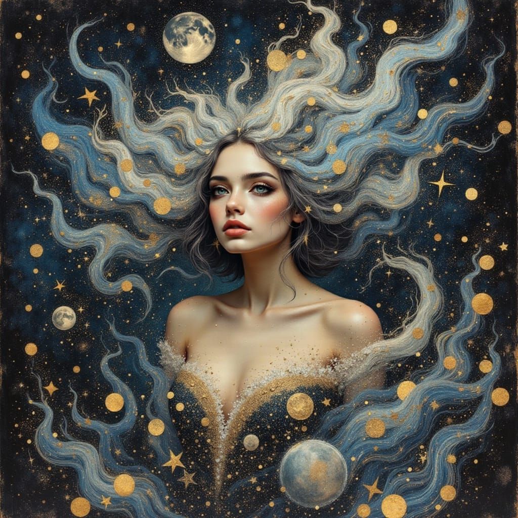Ethereal Goddess of Cosmic Starlight