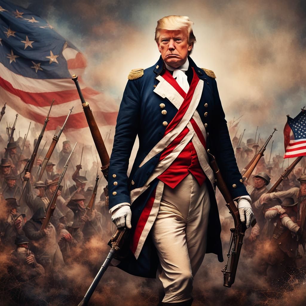 Muscular Soldier with Flag Tattoos in Battle Scene