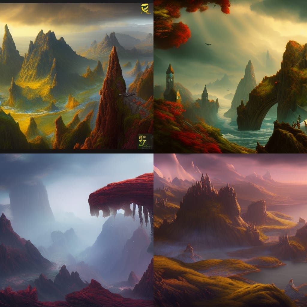 Fantastical Flying Island Matte Painting in Deep Color
