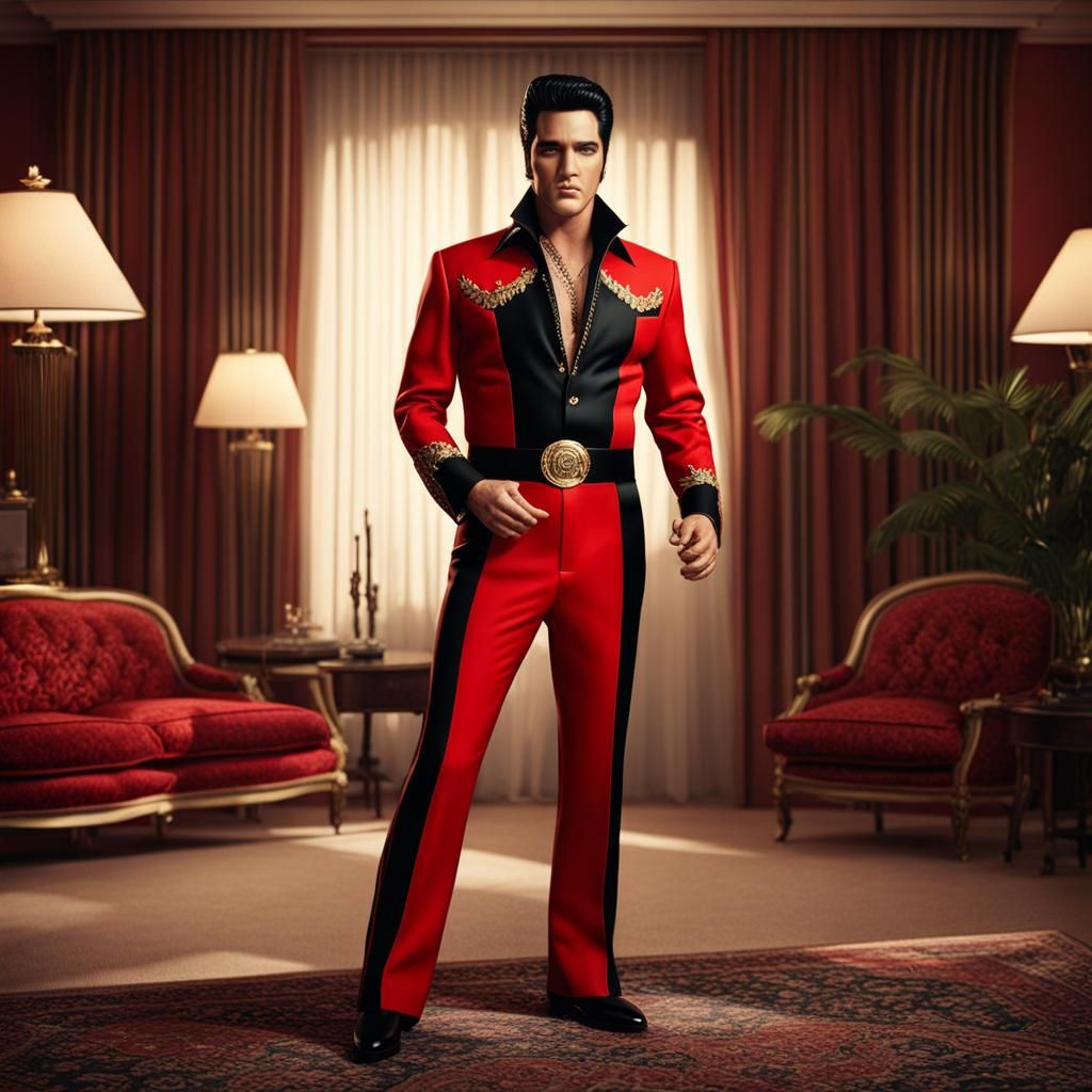 Elvis Presley in 70s Style Detailed Matte Painting