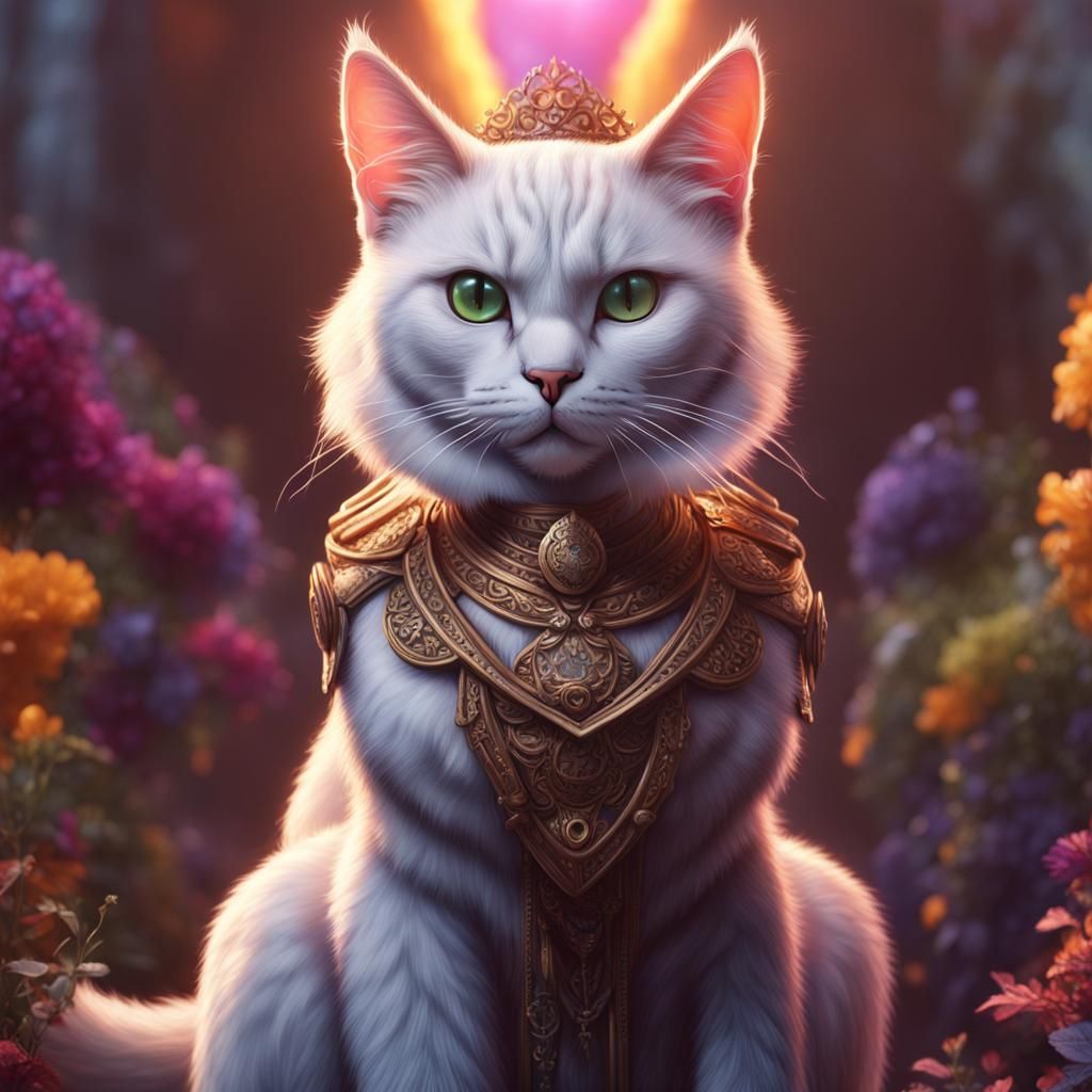 Lesbian Pride Cat in Detailed Matte Painting