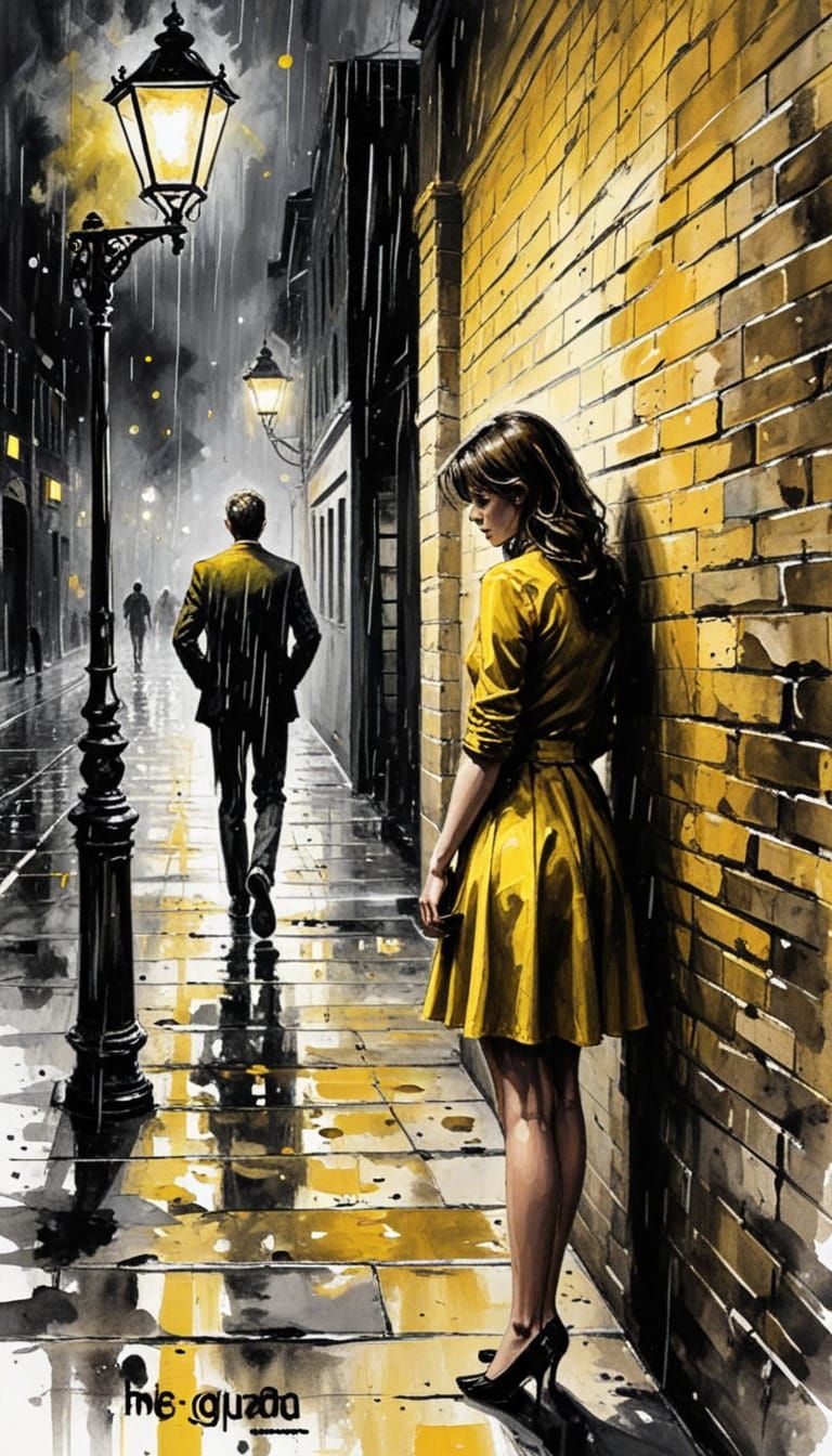 Abstract Quarrel in Black and Yellow