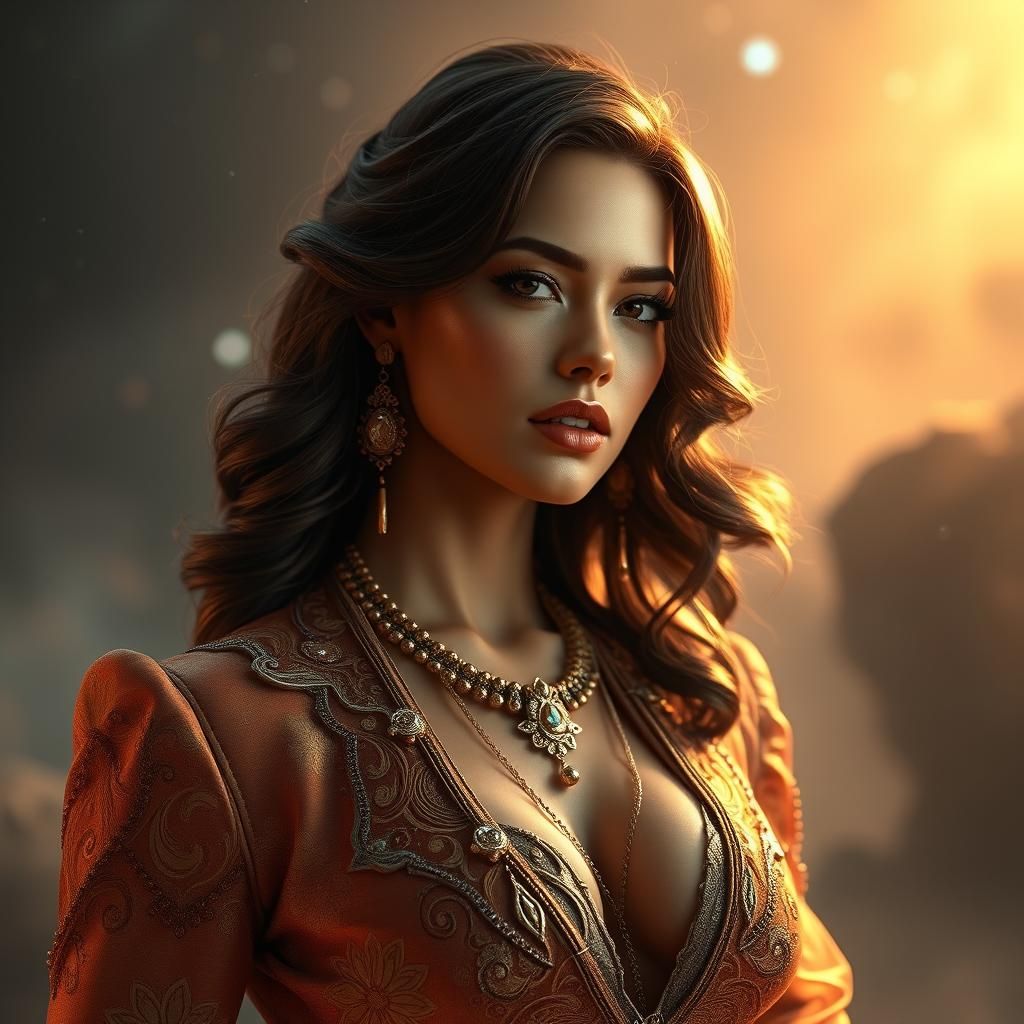 Glamorous 1970s Model in Nebula Environment