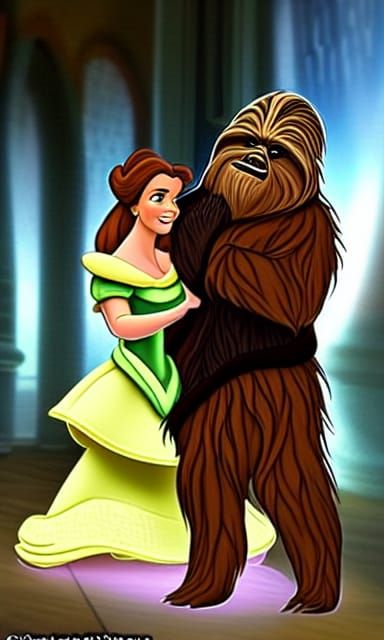 Chewbacca and Princess Leia: Beauty and the Beast