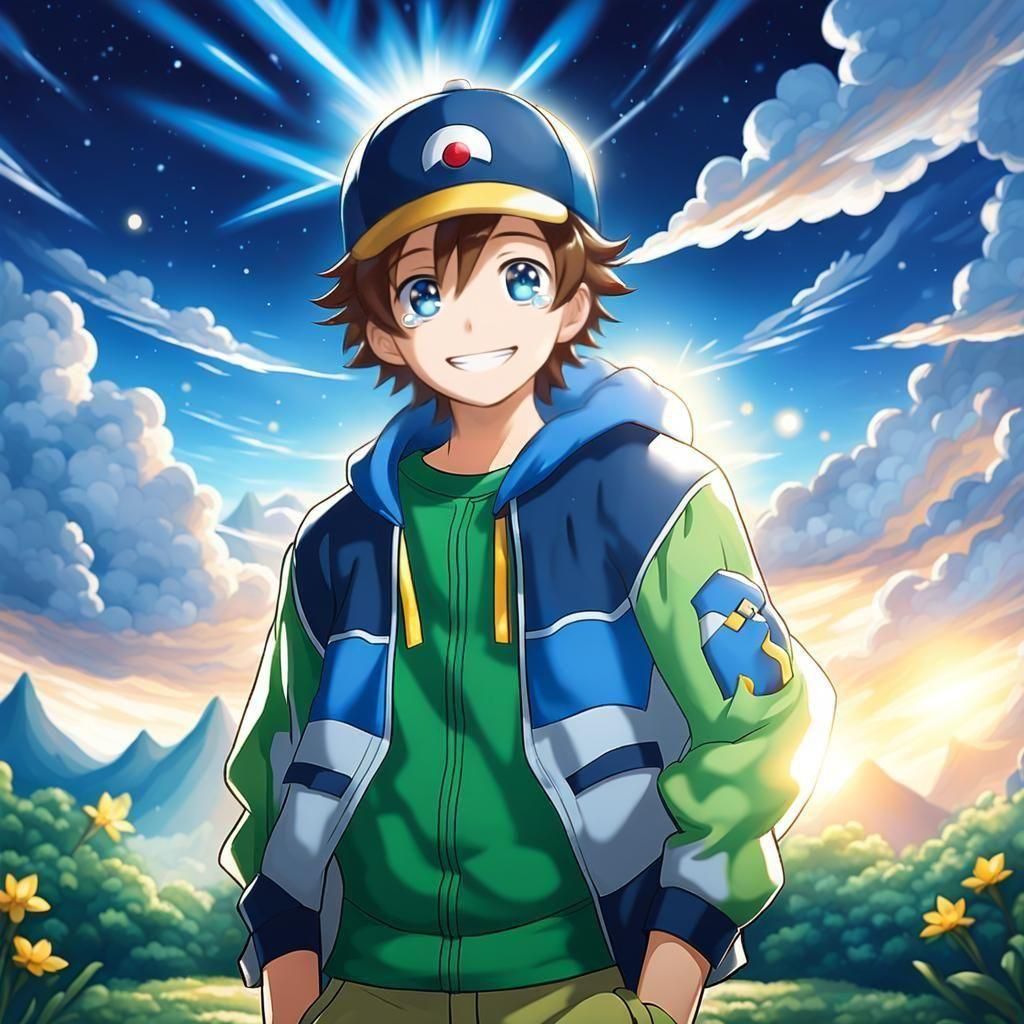 Pokémon Trainer Watching Heavenly Light with Tears