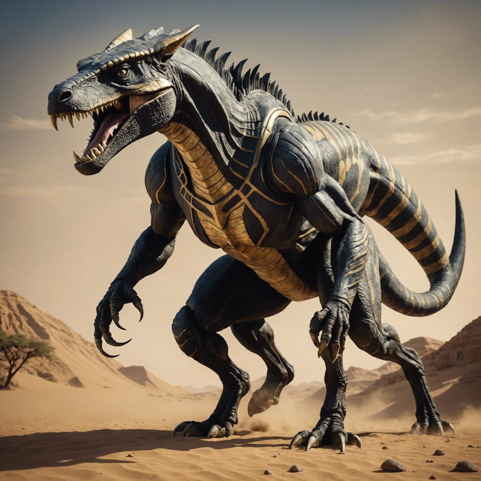 Muscular Anubis Velociraptor Fusion