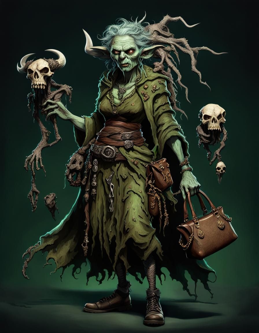 Gnarled Hag Witch Portrait in Dark Fantasy Art
