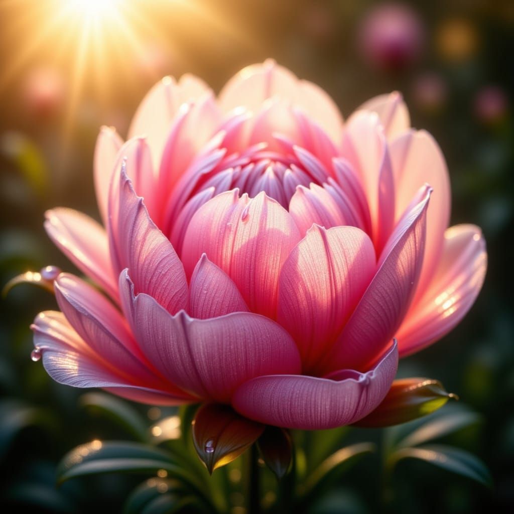 Peony Blossom Glistening with Morning Dew