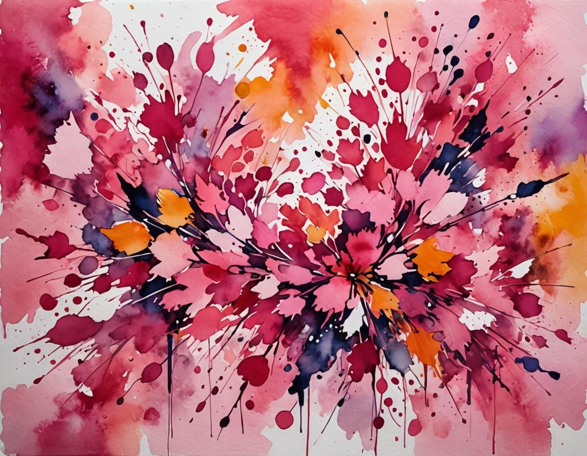 Vibrant Abstract Watercolor in Shades of Pink