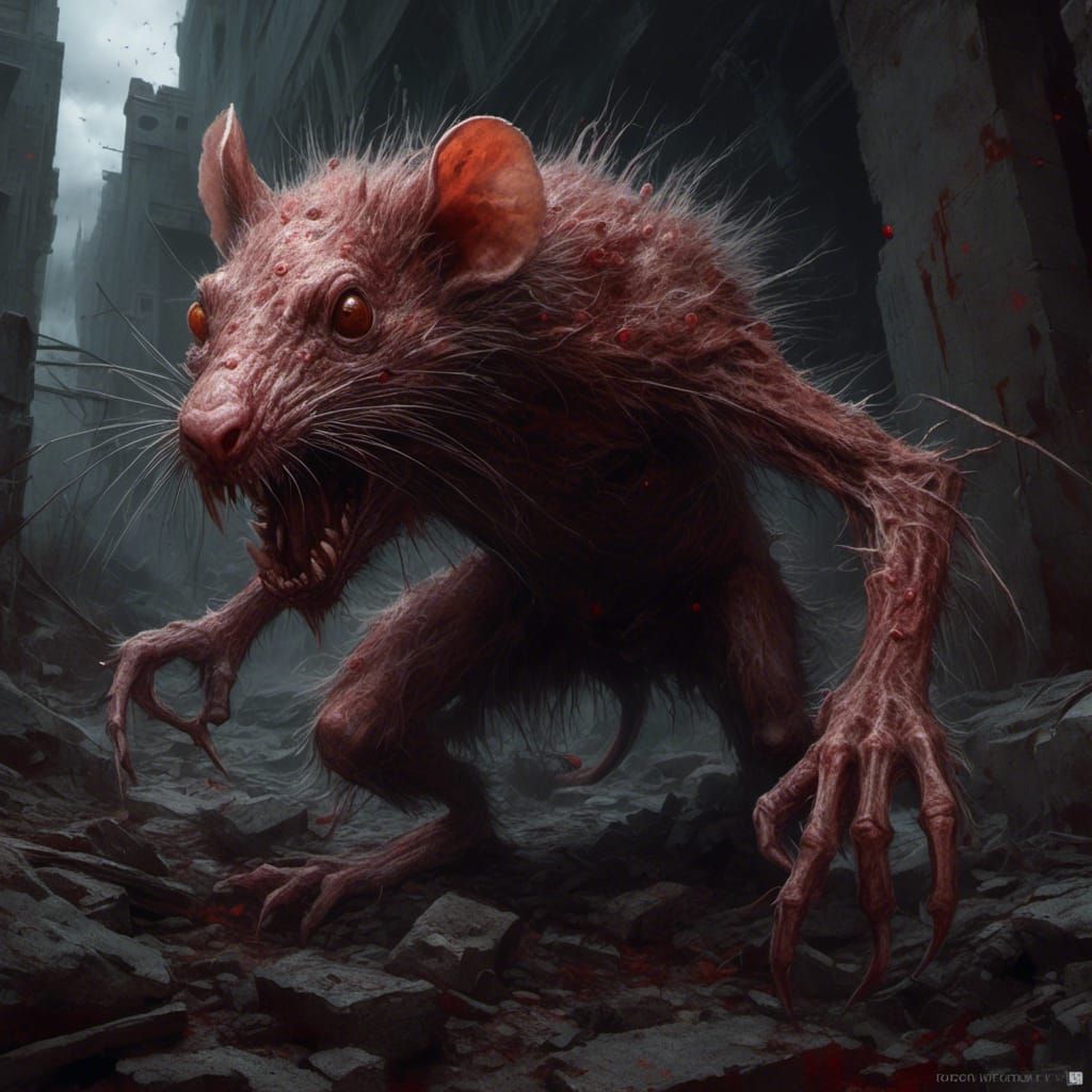 Menacing Mutant Rat in Post-Apocalyptic Setting