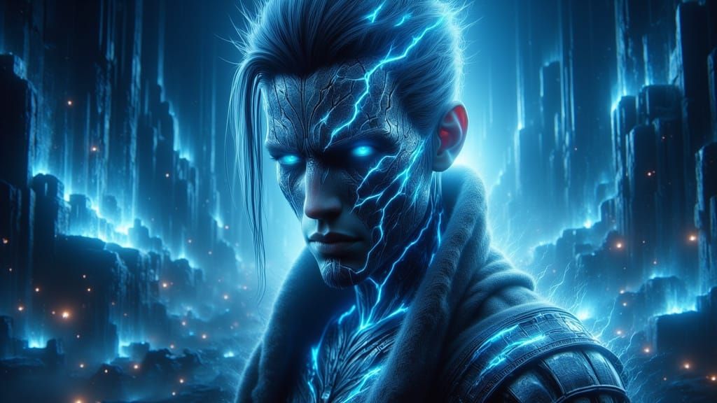 Goddess Watches Earth's Destruction in a Futuristic Style