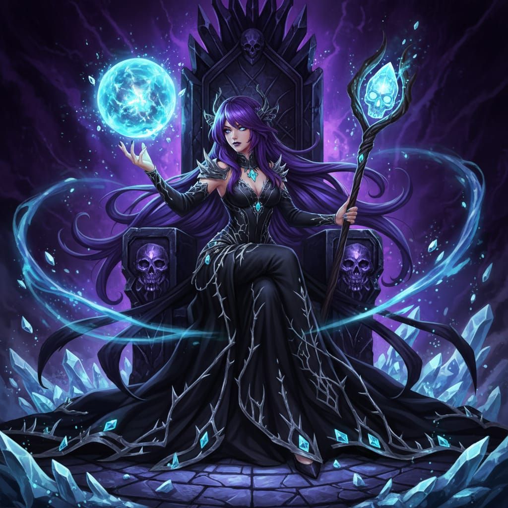 Anime Sorceress with Purple Hair, Rosetsu Style