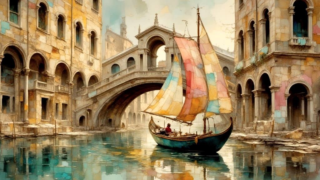 Majestic Gondolo Bridge with Elegant Arches and Whimsical Fa...