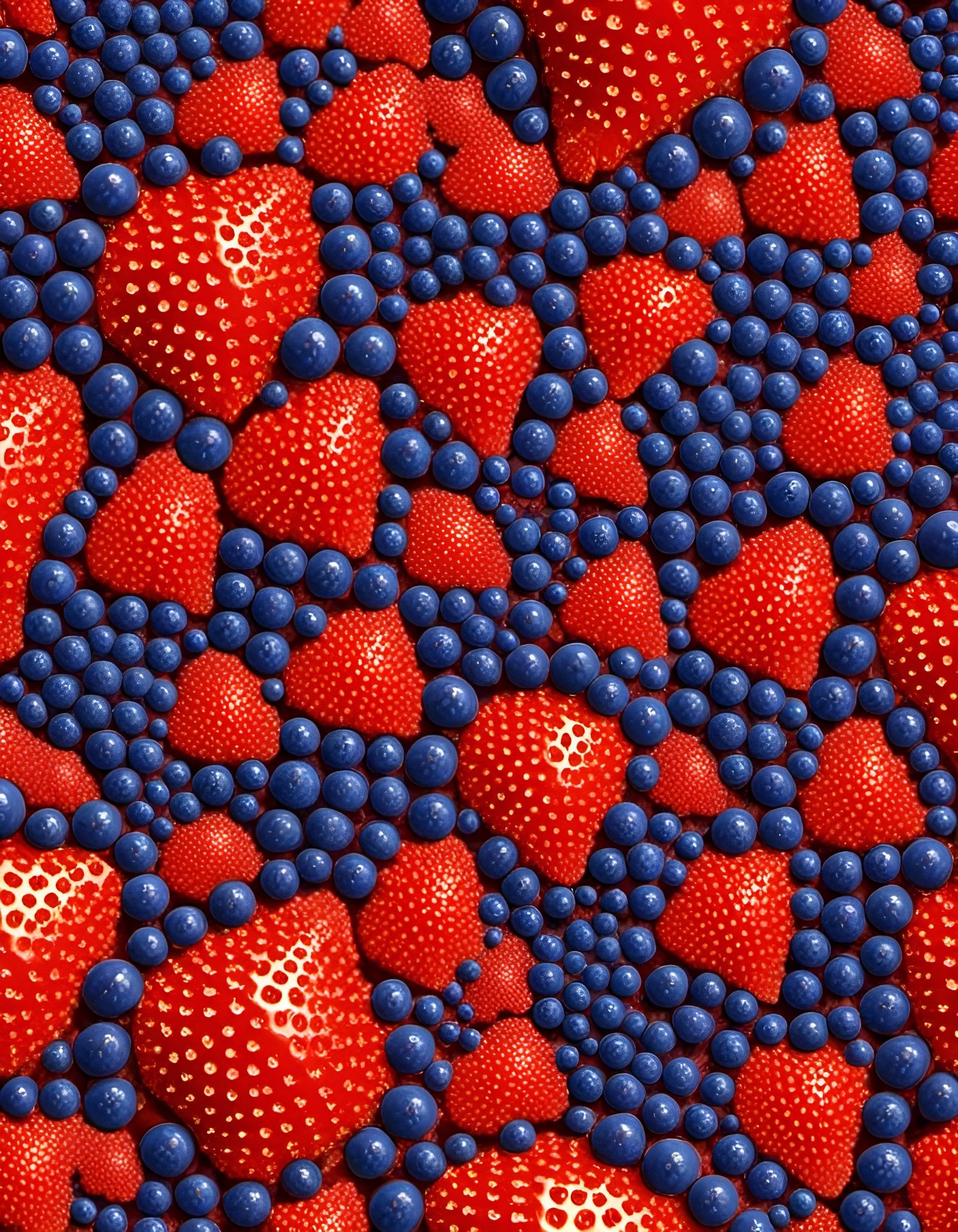 Fractal Strawberries and Blueberries in Splash Art